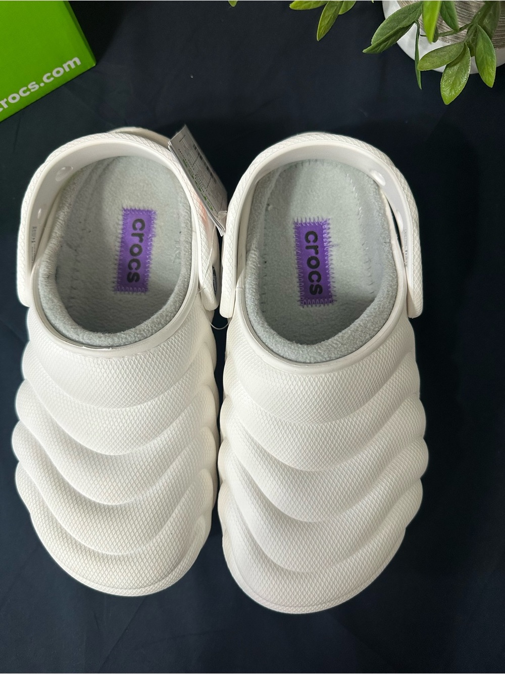 CROCS Kids White Quilted Slip-On Clog with Heel Strap